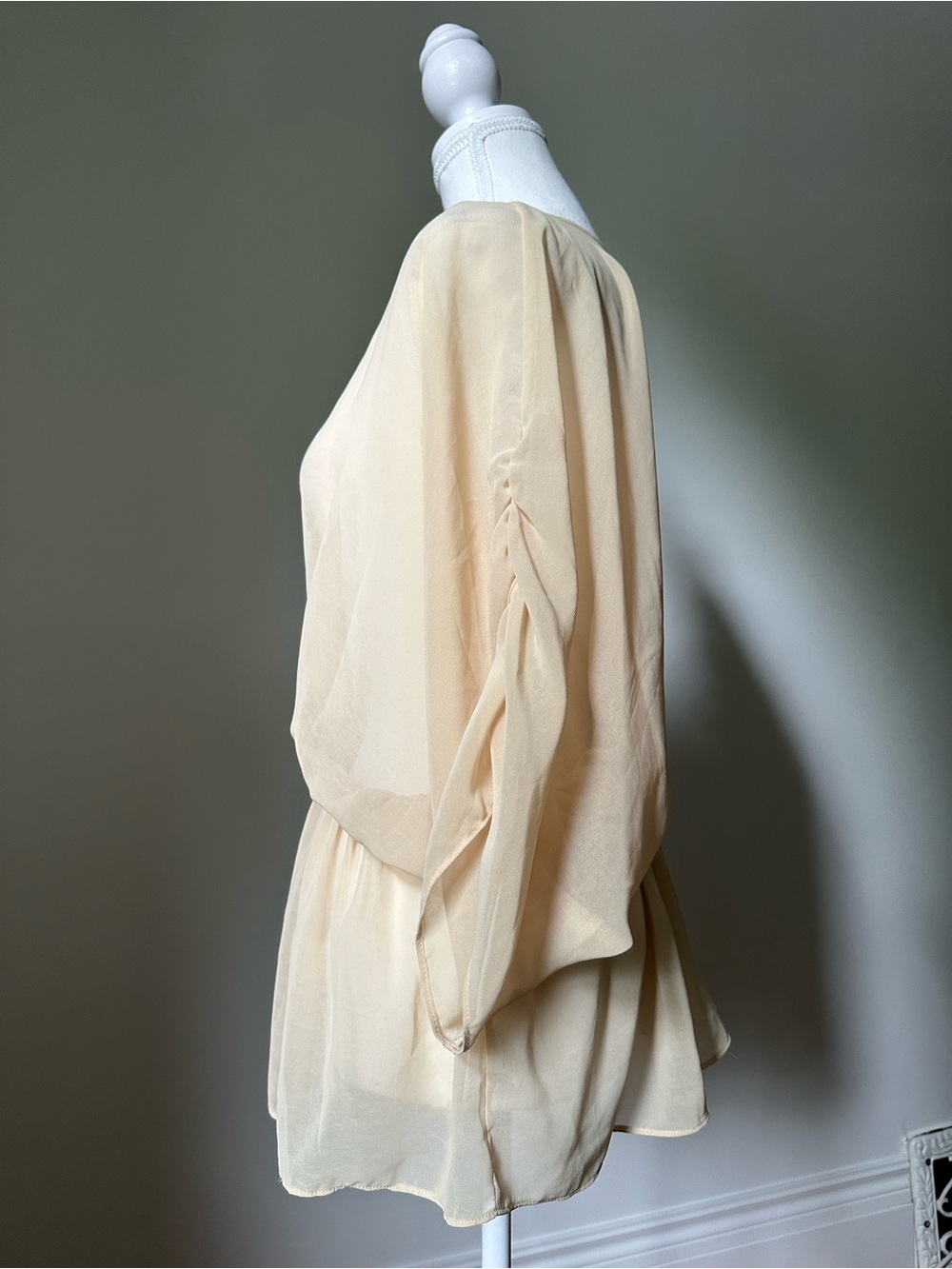 YA LOS ANGELES Silk Blend Butterfly Sleeve Boho Fairy Whimsical Blouse Large - Picture 4 of 7